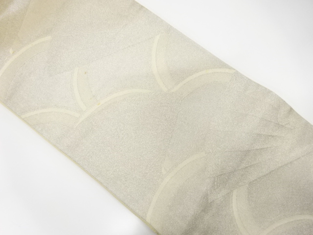 JAPANESE KIMONO / ANTIQUE FUKURO OBI / SILK / WOVEN SEIGAIHA & FAN